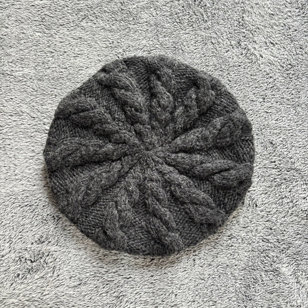 Nirvanna Designs Hand Knit Wool Beret Beanie Hat Cable‎ Knit Chunky Nepal 19429